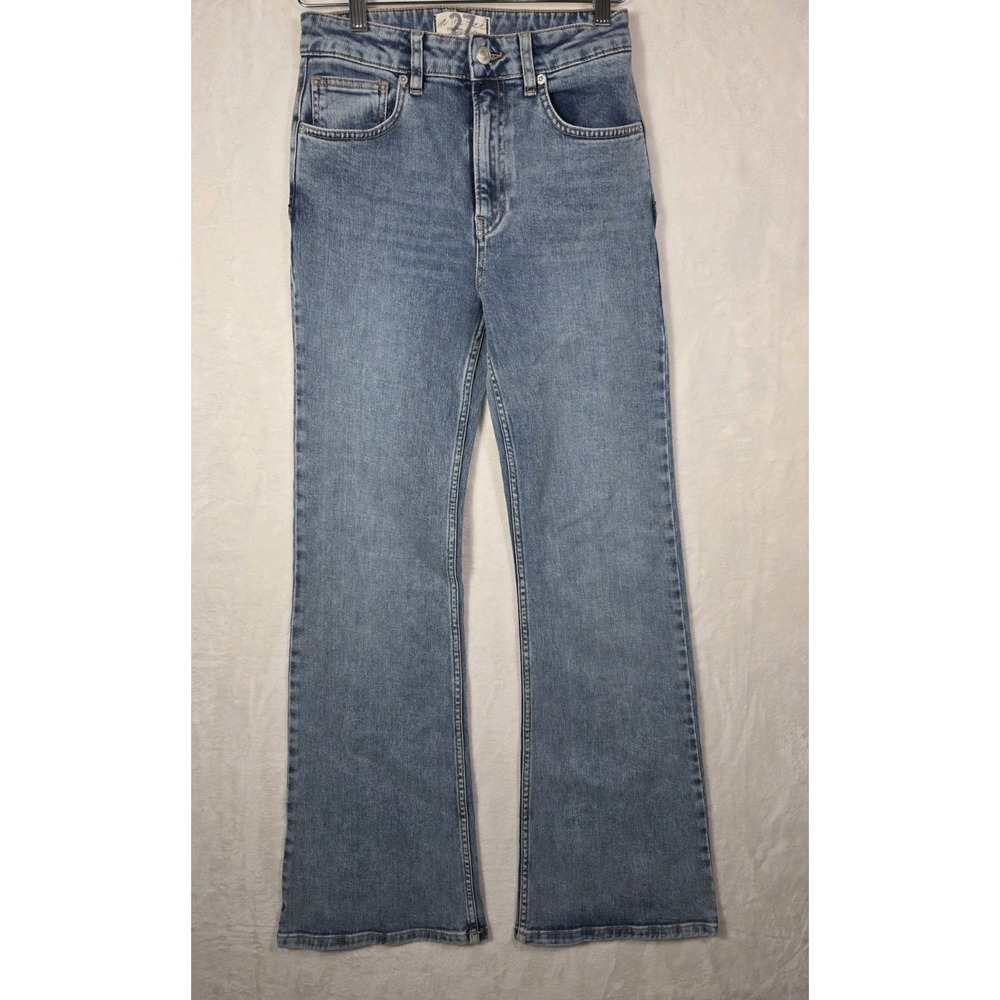 We The Free Free People Wide Leg Jeans 27 High Rise Blue Cotton Stretch 29x31 - Picture 4 of 15